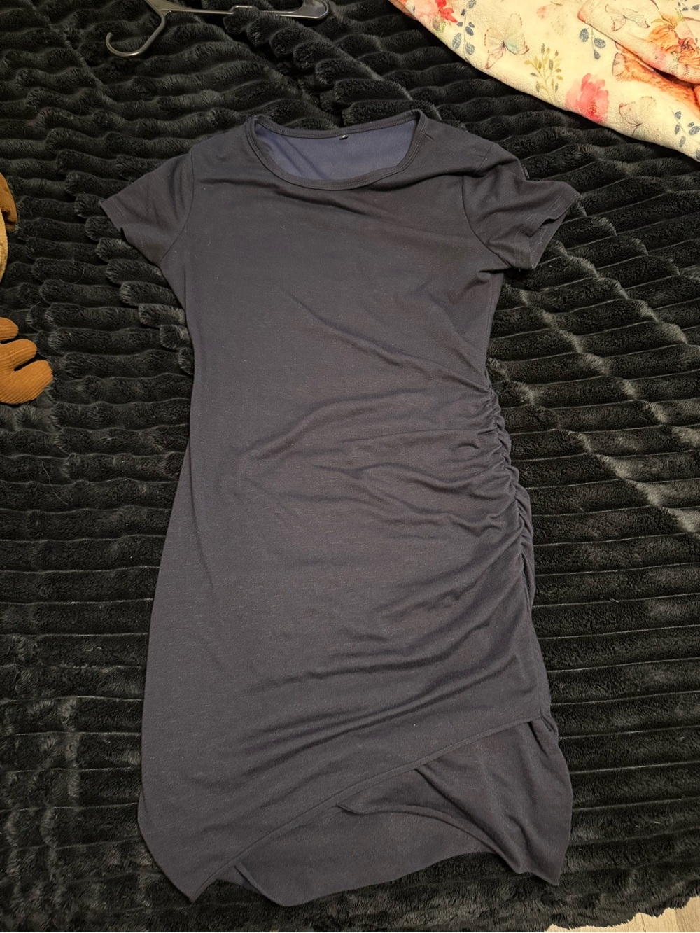 Women’s Short Sleeve Ruched Side navy blue dress👗
